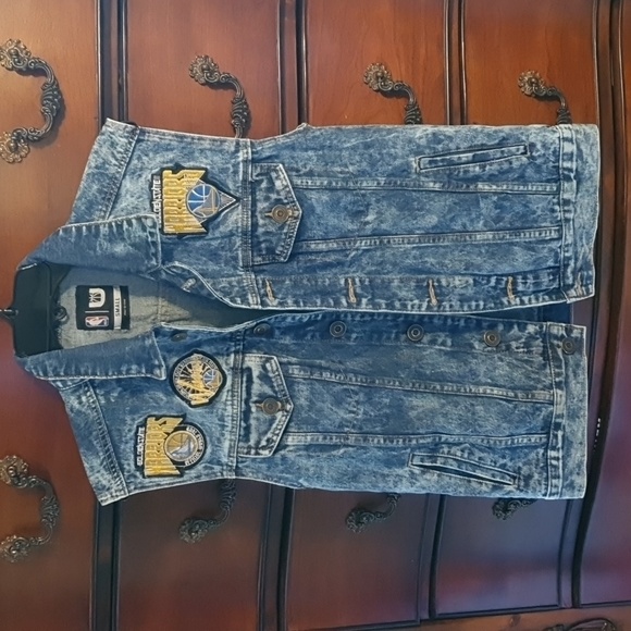 NBA Golden State Warriors Acid Washes Denim Vest sz small - Picture 1 of 5